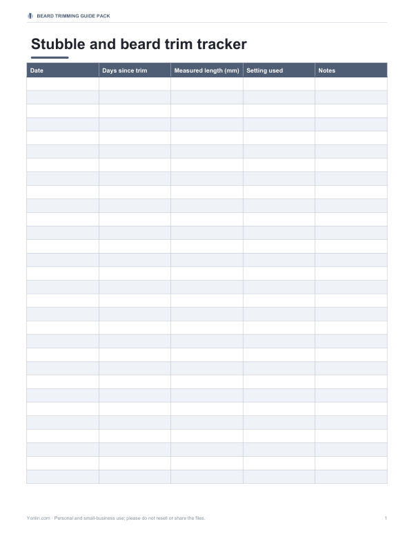 Preview of Printable Beard Trim Tracker
